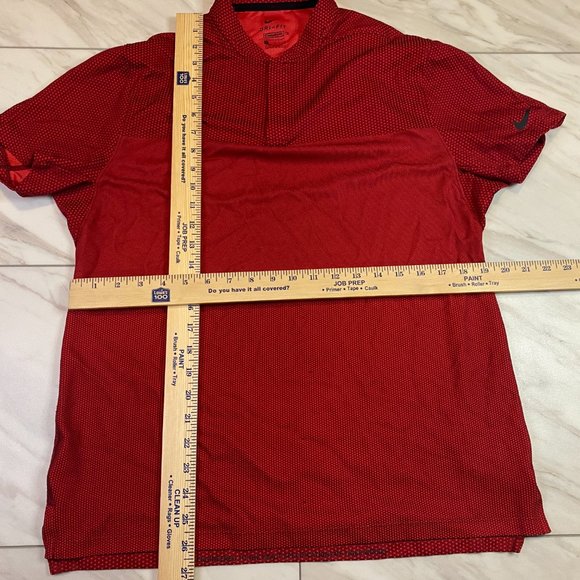 Nike Tiger Woods Collarless Blade Golf Polo Red Dri Fit Medium M - Picture 9 of 9
